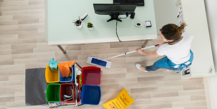 Cleaning lady in the office